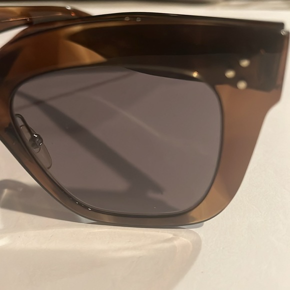 CELINE CLASSIC EMBOSSED LOGO SUNGLASSES PHOEBE PHILO  BROWN PRISTINE NWOT - Picture 2 of 9